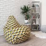  Крісло-груша велюр з принтом "Жовтий зигзаг" KatyPuf
