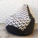 Крісло-груша велюр з принтом "Чорний зигзаг" KatyPuf