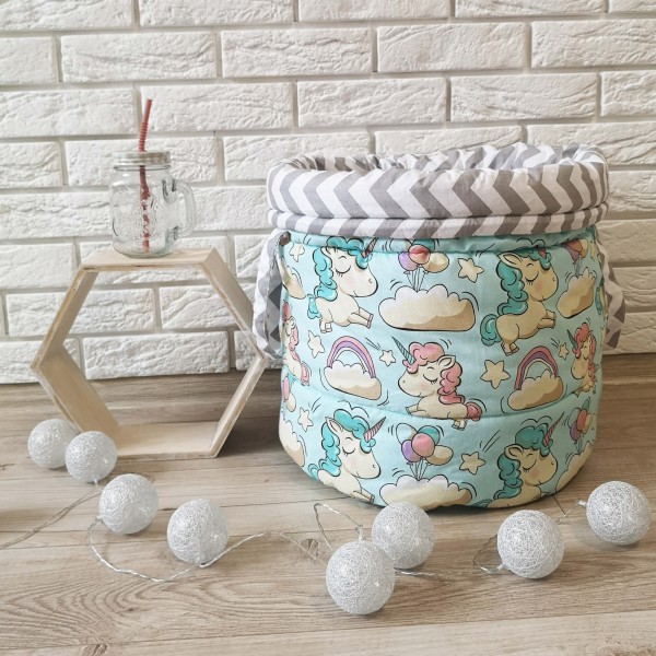 Кошик для іграшок "Єдинороги бірюзові" KatyPuf