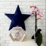 Подушка-зірка велюр "Синій" KatyPuf