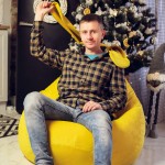 Крісло-груша велюр "Зайка"  жовта KatyPuf