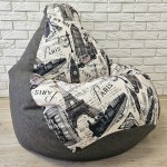  Крісло-груша рогожка "Париж в сріблі" KatyPuf
