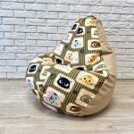 Кресло-груша рогожка беж "Котики" KatyPuf