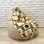 Кресло-груша рогожка беж "Котики" KatyPuf