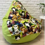  Крісло-груша рогожка "44 кота" салатовий KatyPuf