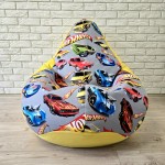  Крісло-груша велюр "Hot Wheels жовтий" KatyPuf