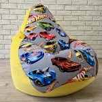  Крісло-груша велюр "Hot Wheels жовтий" KatyPuf