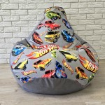  Крісло-груша велюр "Hot Wheels сірий" KatyPuf