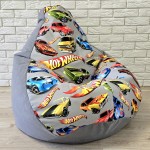  Крісло-груша велюр "Hot Wheels сірий" KatyPuf