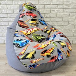  Крісло-груша велюр "Hot Wheels сірий" KatyPuf
