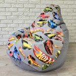  Крісло-груша велюр "Hot Wheels сірий" KatyPuf
