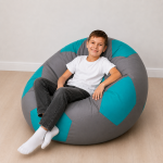  Крісло-м'яч нейлон Oxford сіро-бірюзовий KatyPuf